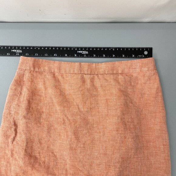 J Crew Linen Skirt Knee Length Straight Lined Orange Peach Womens 2 - Picture 9 of 11